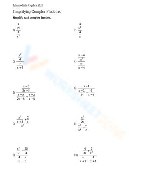 Bildergebnis für Complex Fractions Worksheet Precalculus PDF