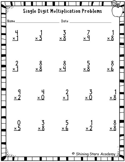 Image result for PDF Worksheet On Multiplication Single Digit