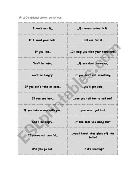 Matching Sentences First Conditional Worksheet に対する画像結果