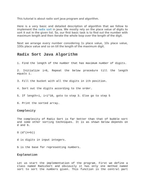 Image result for Radix Sort in Java
