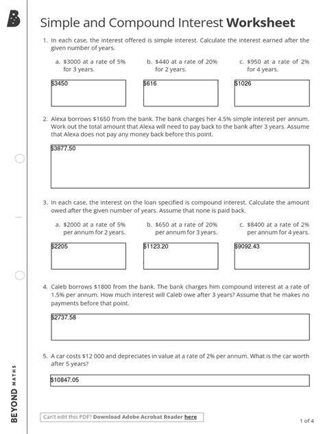 Image result for Compound Interest Table Worksheet