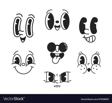 Lively black and white cartoon comic style faces Vector Image