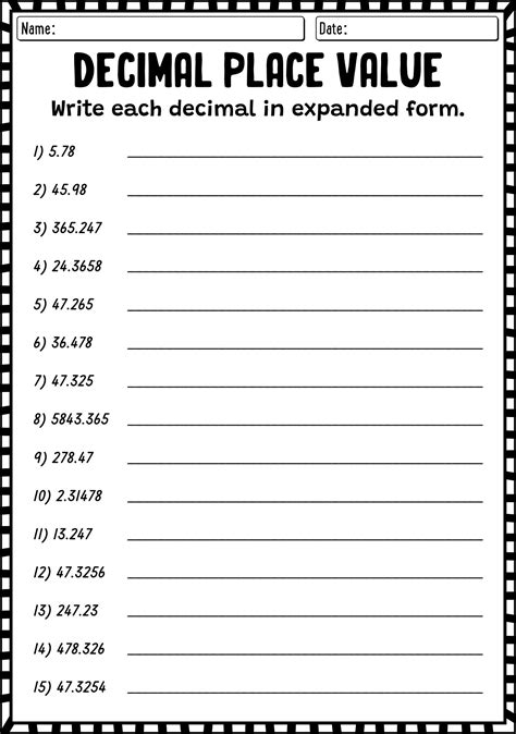 Image result for Place Value Expanded Form into Decimals Worksheet