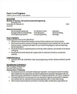 Image result for Entry Level Engineer Resme Layout
