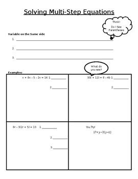 Image result for Multi-Step Equations Notes