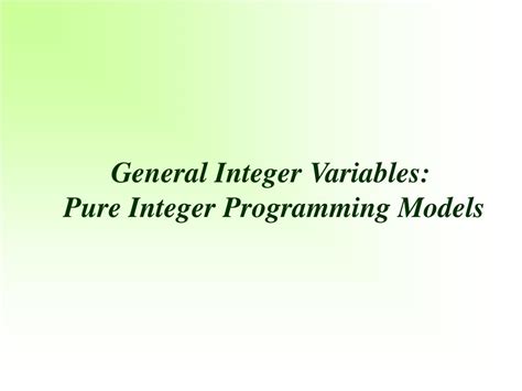 Image result for Types of Integer Programming Model