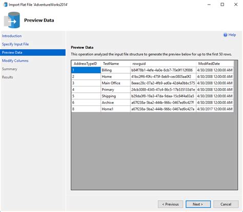 Toradh íomhá ar SQL Wizard Import