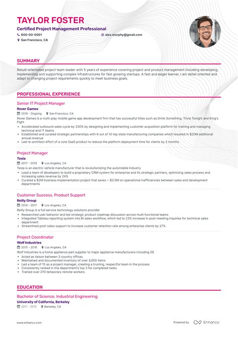 Image result for Project Manager Bio Examples