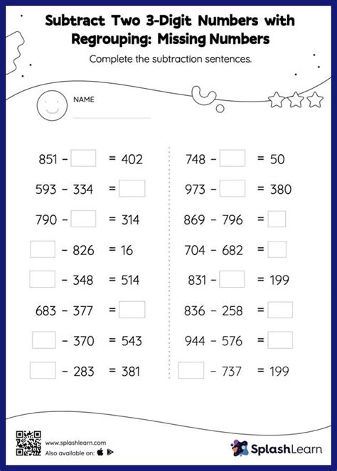 Image result for 3rd Grade Math Worksheets Subtraction