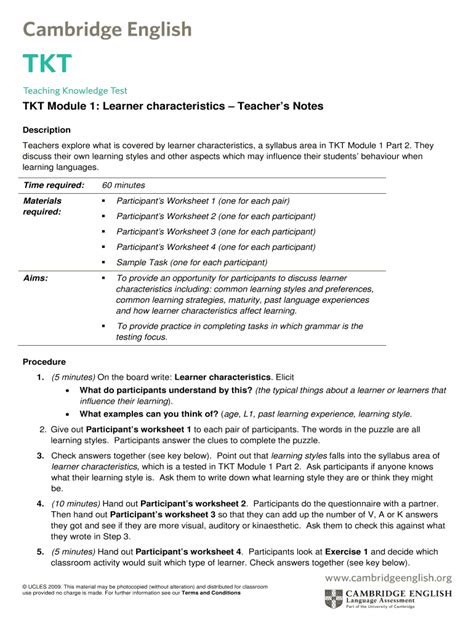 Image result for Tkt Module 01 Full Short Note