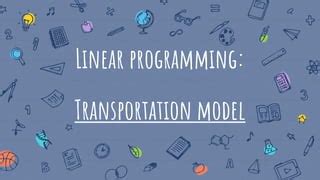 Image result for Linear Programming Transportation Model