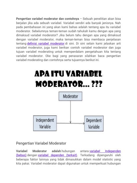Image result for Contoh Variabel Moderating Variable