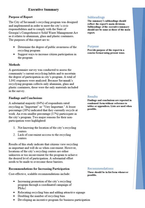 APA Executive Summary Example に対する画像結果