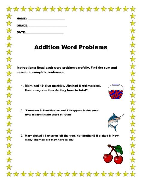 Image result for Math Worksheets for Grade 2 Word Problems