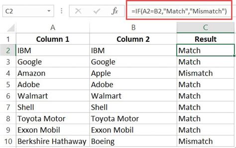 Image result for Find a Match Between Two Columns in Excel