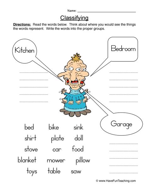 Image result for Classifying Items Worksheet
