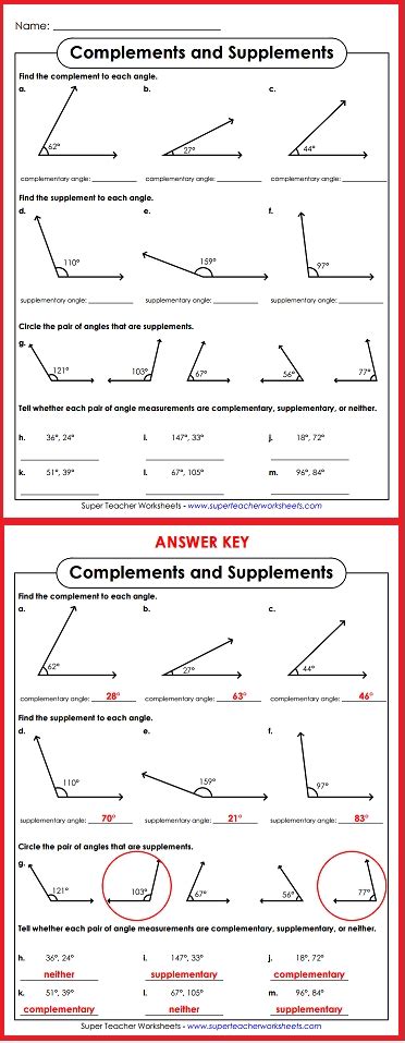Image result for Complement Worksheet with Answers PDF