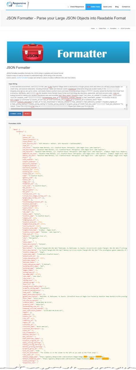 JSON Format and Readable Format に対する画像結果