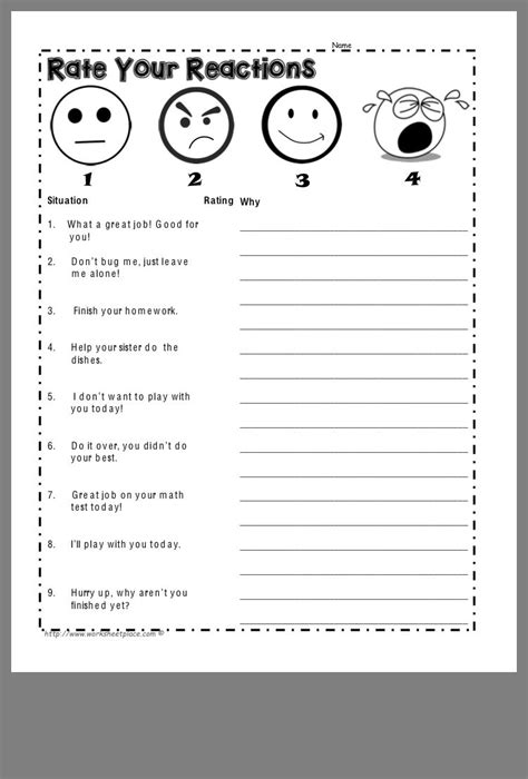 Directing Your Behavior Worksheet に対する画像結果