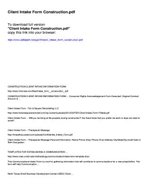 Image result for Construction Project Intake Form