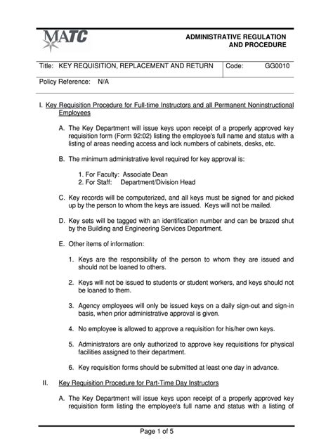 Image result for Master Key Requisition Form