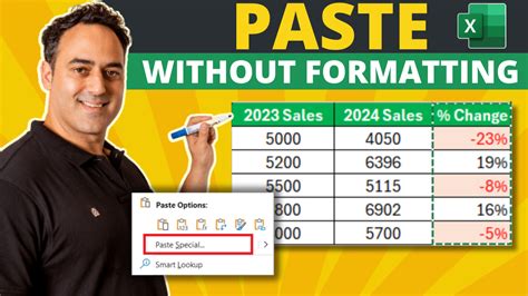 Résultat d’images pour Excel Paste without Formatting