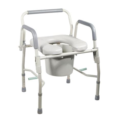 Drive Steel Drop Arm Bedside Commode with Padded Seat and Arms ...