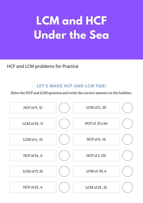 Image result for LCM and HCF Worksheet.pdf