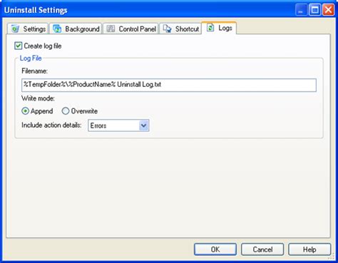 Toradh íomhá ar Uninstall Log Files