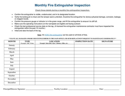 Image result for Fire Extinguisher Inspection Log Template