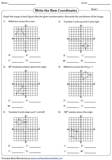 Toradh íomhá ar Transformation Math Worksheet with Answers