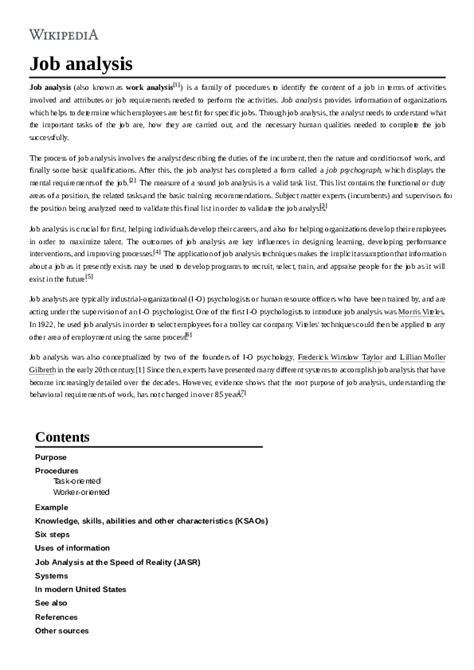 Image result for Job Analysis Paper Example