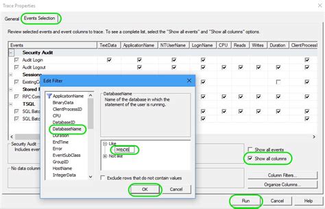Image result for SQL Server Profiler Filter by Database