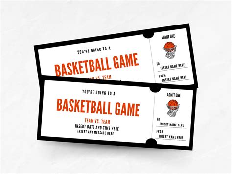 Editable Basketball Game Ticket Template, Printable Basketball Ticket ...