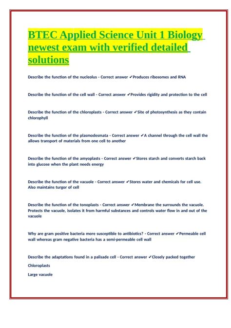 Toradh íomhá ar Applied Science BTEC Coursework Biology