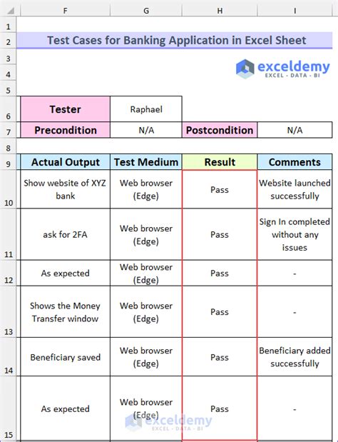 Image result for Test Case Template Excel of ATM Machine