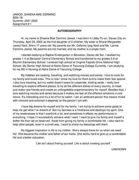 Afbeeldingsresultaten voor Short Autobiography Examples