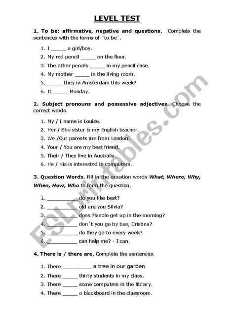 نتيجة الصورة لـ iSLCollective Worksheets Level Test