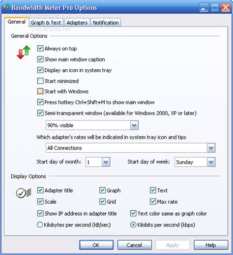 Network Bandwidth Meter に対する画像結果