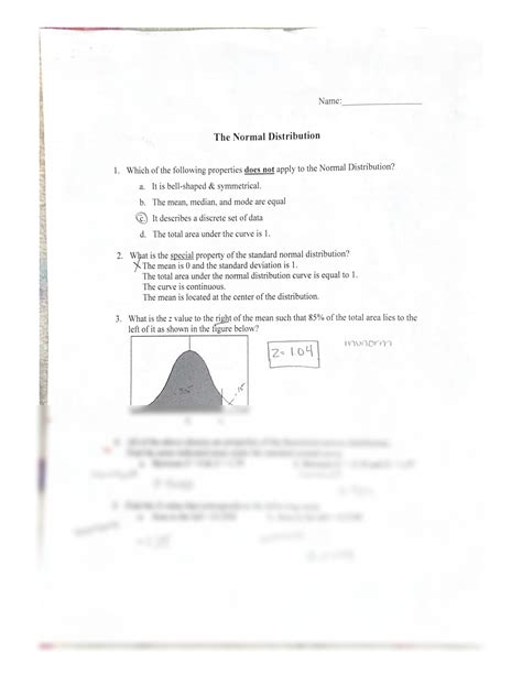 Image result for Normal Distribution Projwct Work Sheet