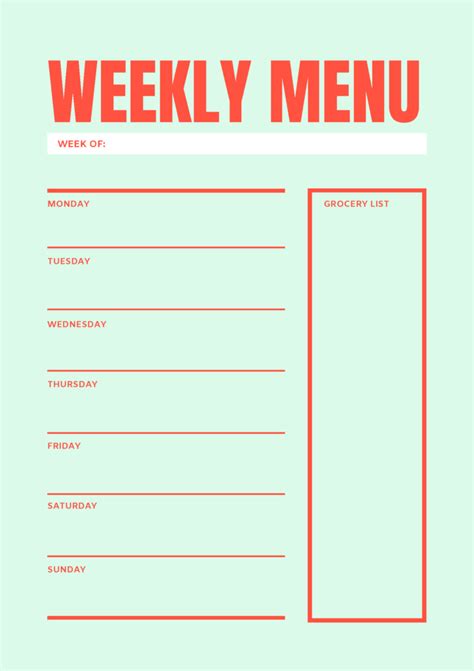 Editable Weekly Menu に対する画像結果