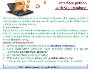 Image result for Interface of Python with an SQL Database