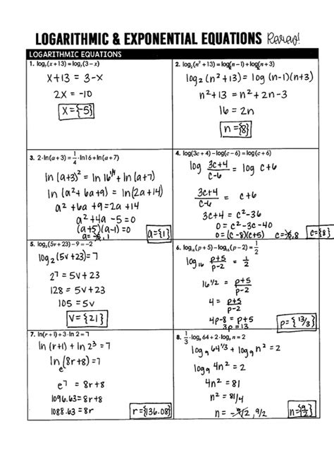 Image result for Day 7 Applications Exponential and Logarithmic Functions Worksheet