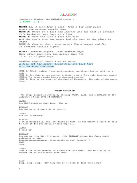 Image result for Aladdin Chase Scene Script