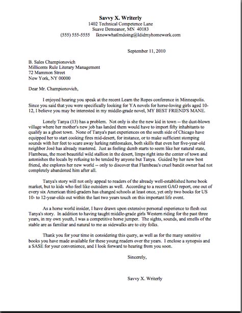 Toradh íomhá ar Middle Grade Query Letter Examples
