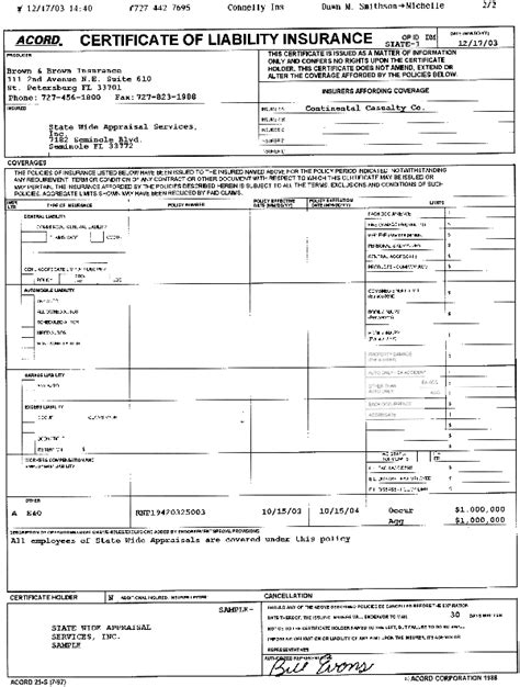 Image result for Certificate of Liability Insurance for Field Trip Example