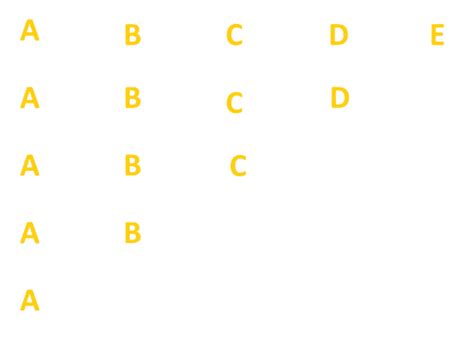 Toradh íomhá ar Alphabet Pattern Programs