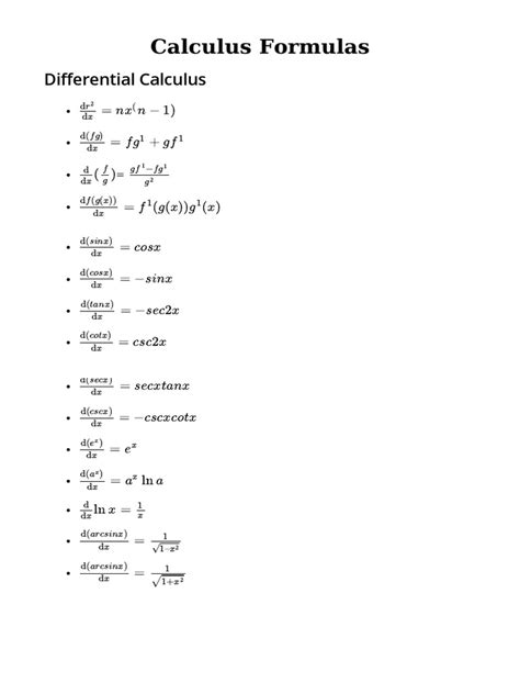 Image result for Calculus Formulas Simple