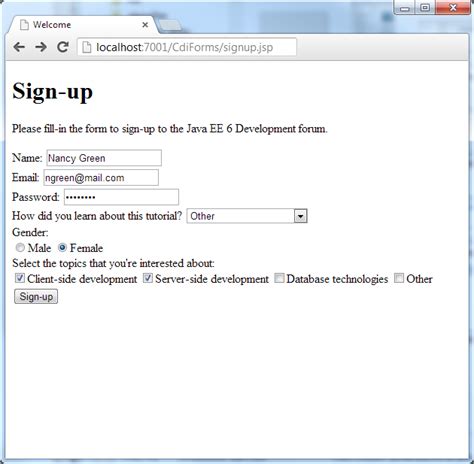 Image result for Registration Form Java XML