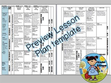 Toradh íomhá ar Lesson Plan Template Bilingual Math